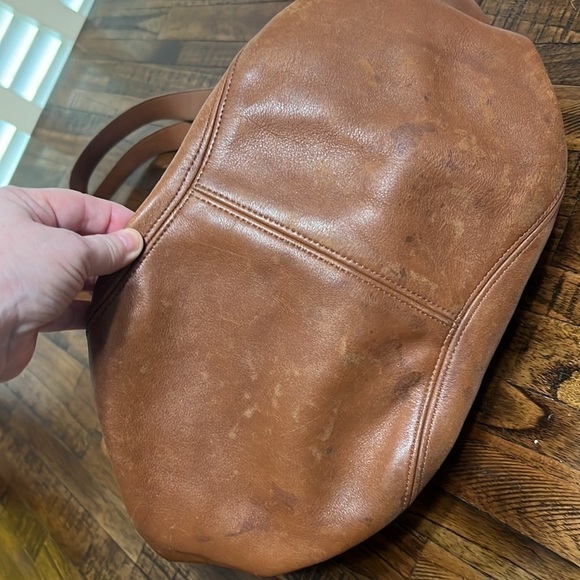 VTG COACH tote bucket bag naturally aged brown leather DYI beauty flawed gem - Picture 7 of 17